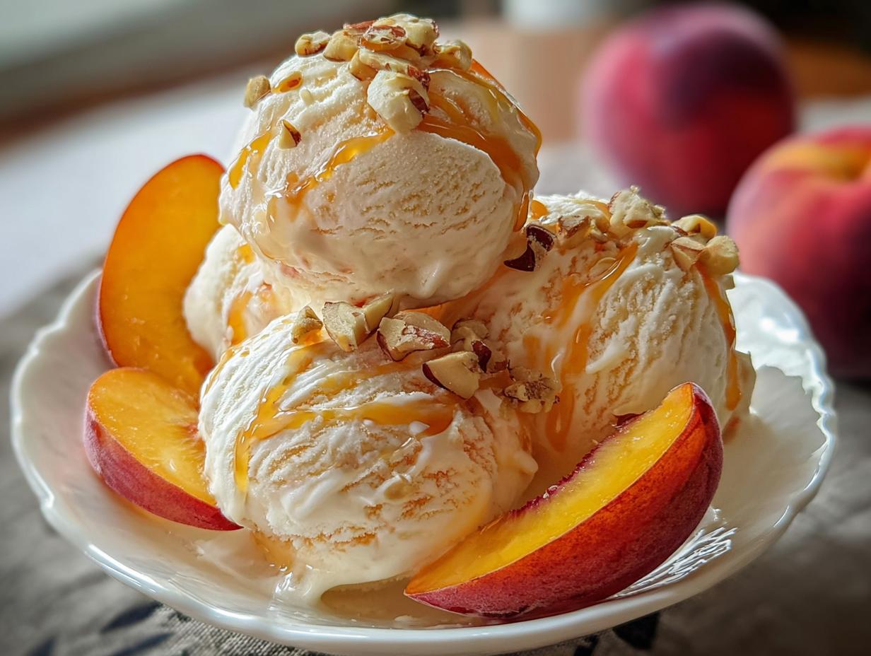 Fantastische 15 min Pfirsich Eiscreme Genuss - Pfirsich Eiscreme Genuss - main visual representation