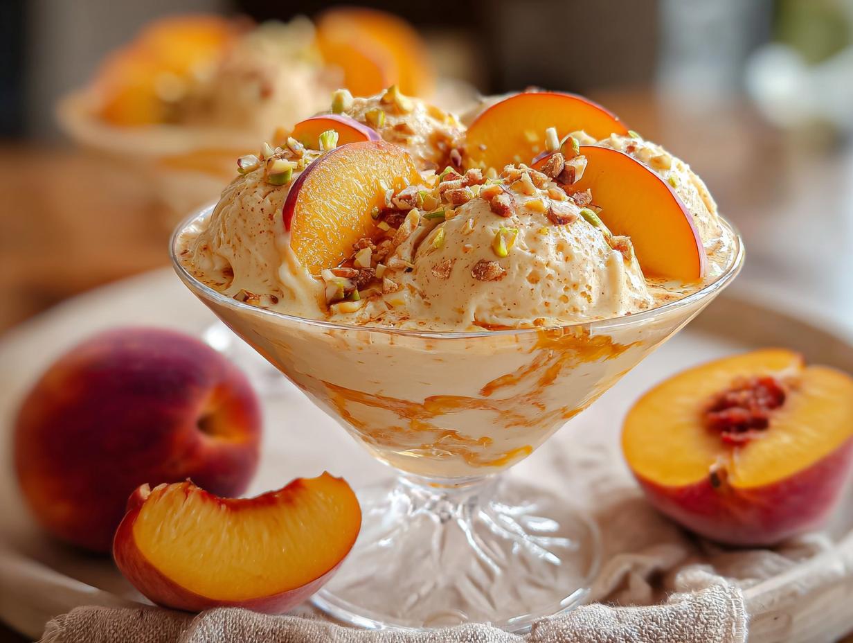 Pfirsich Eiscreme Genuss