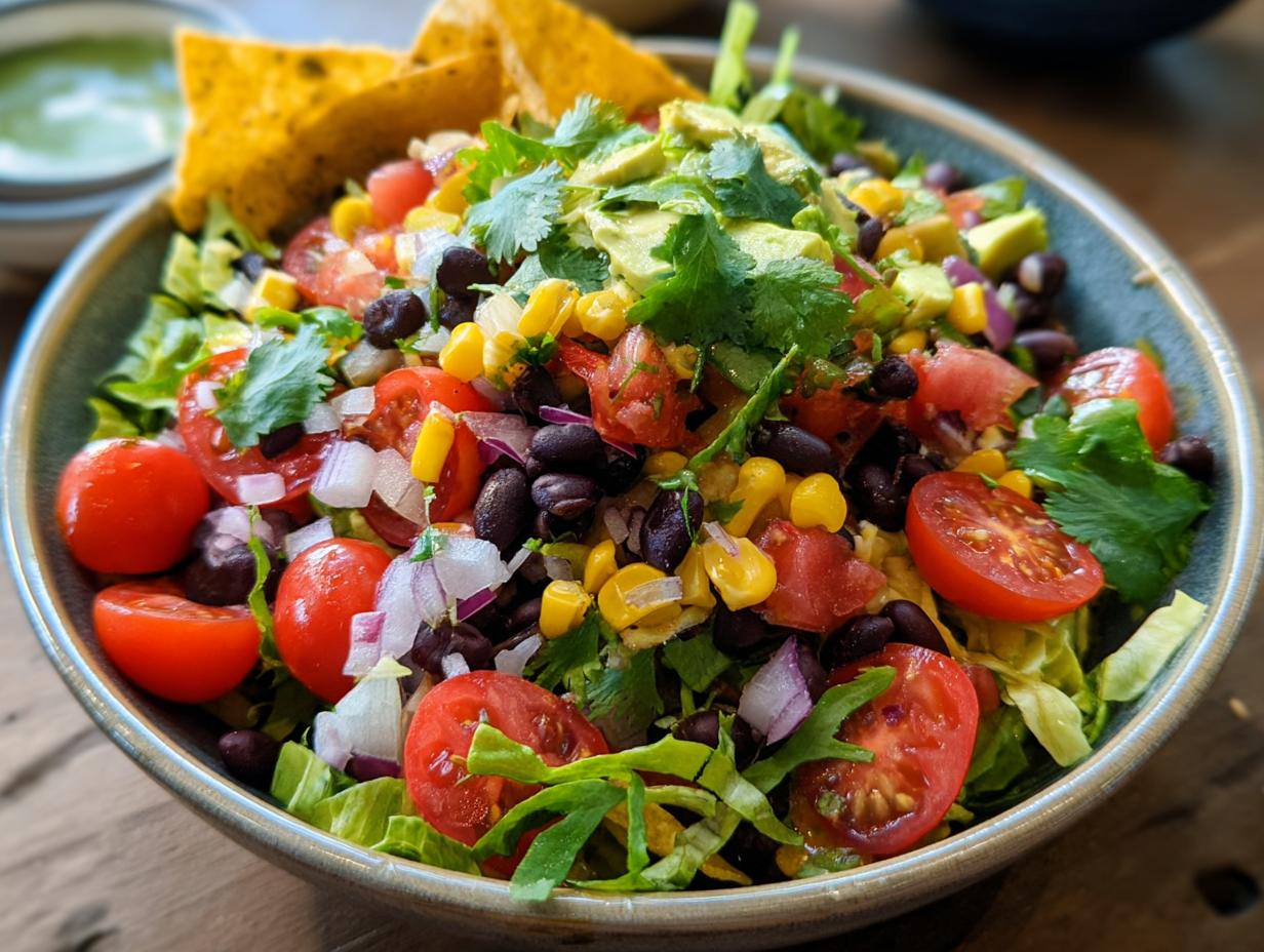 Snelle Taco Salat Mit Schwarzen Bohnen: Heerlijk! 6 Snelle Taco Salat Mit Schwarzen Bohnen: Heerlijk! - Taco Salat Mit Schwarzen - additional detail