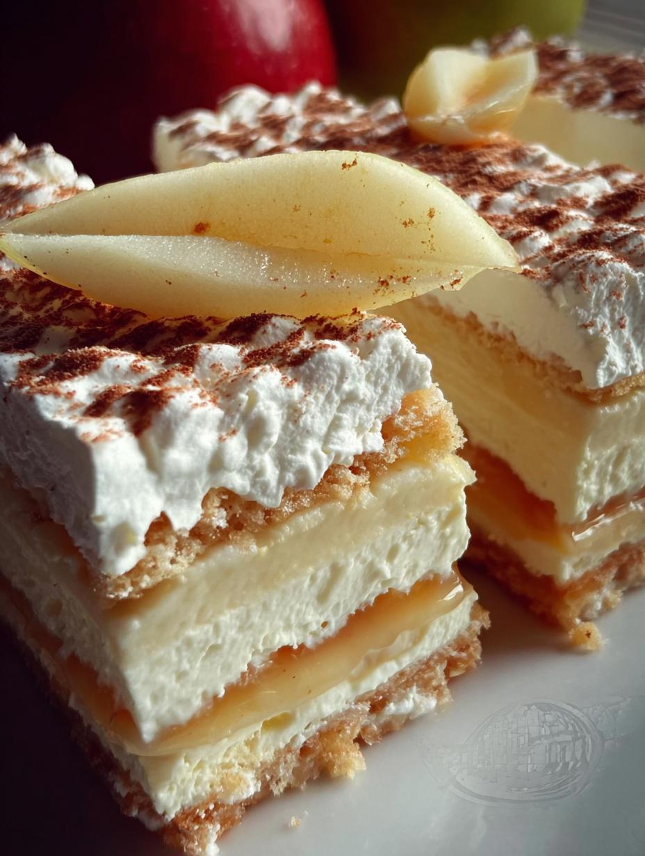 Erfrischende Apfel Cremeschnitten