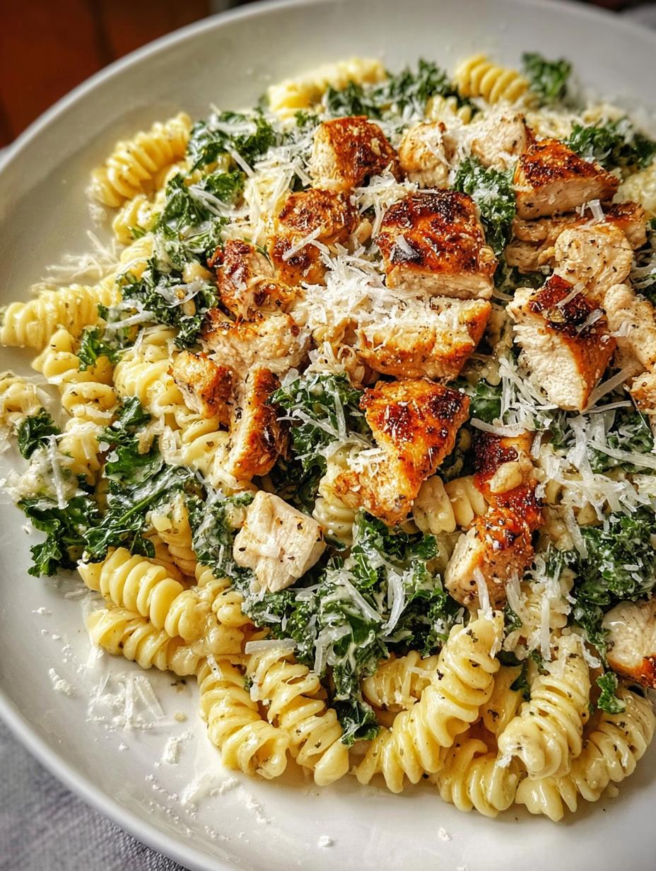 Kale Chicken Caesar Pasta