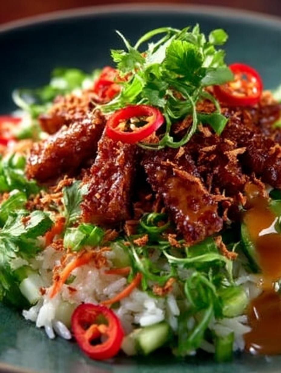 Knuspriger Satay Reis Salat
