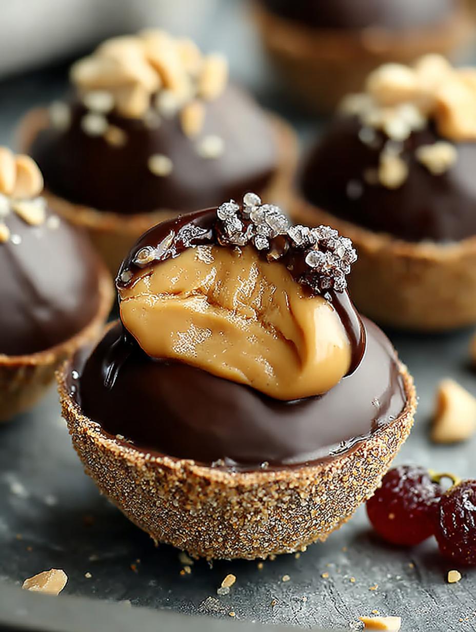 Heerlijke Pindakaas Chocolade Eikel truffels op een herfstige schaal, perfect voor de feestdagen