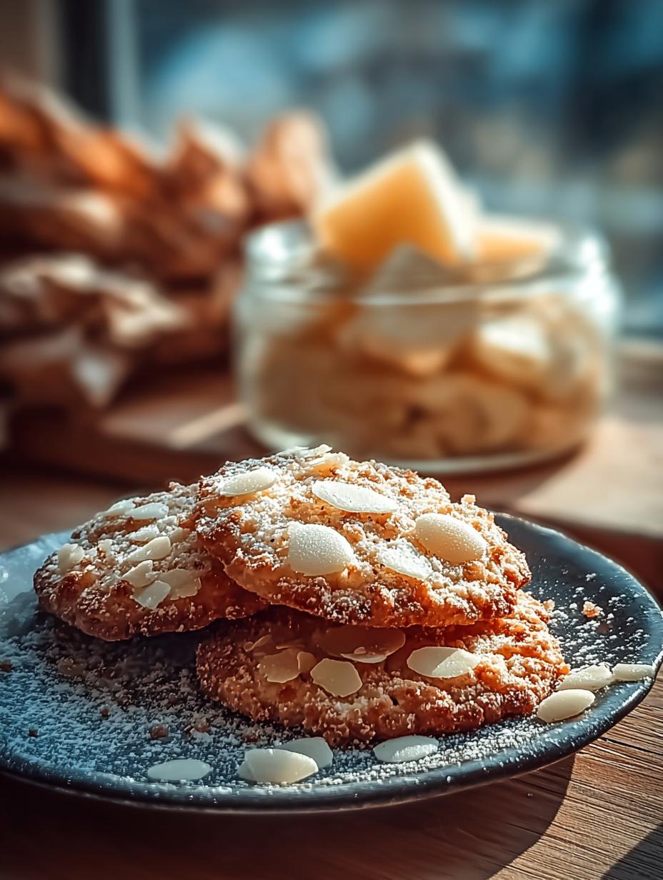 Heerlijke goudbruine Streuseltaler Wie Beim Bäcker met poedersuiker op een houten plank