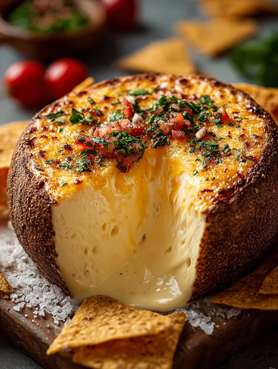 Suchtgefahr Queso: Een close-up van de romige kaasdip met verse koriander en jalapeños