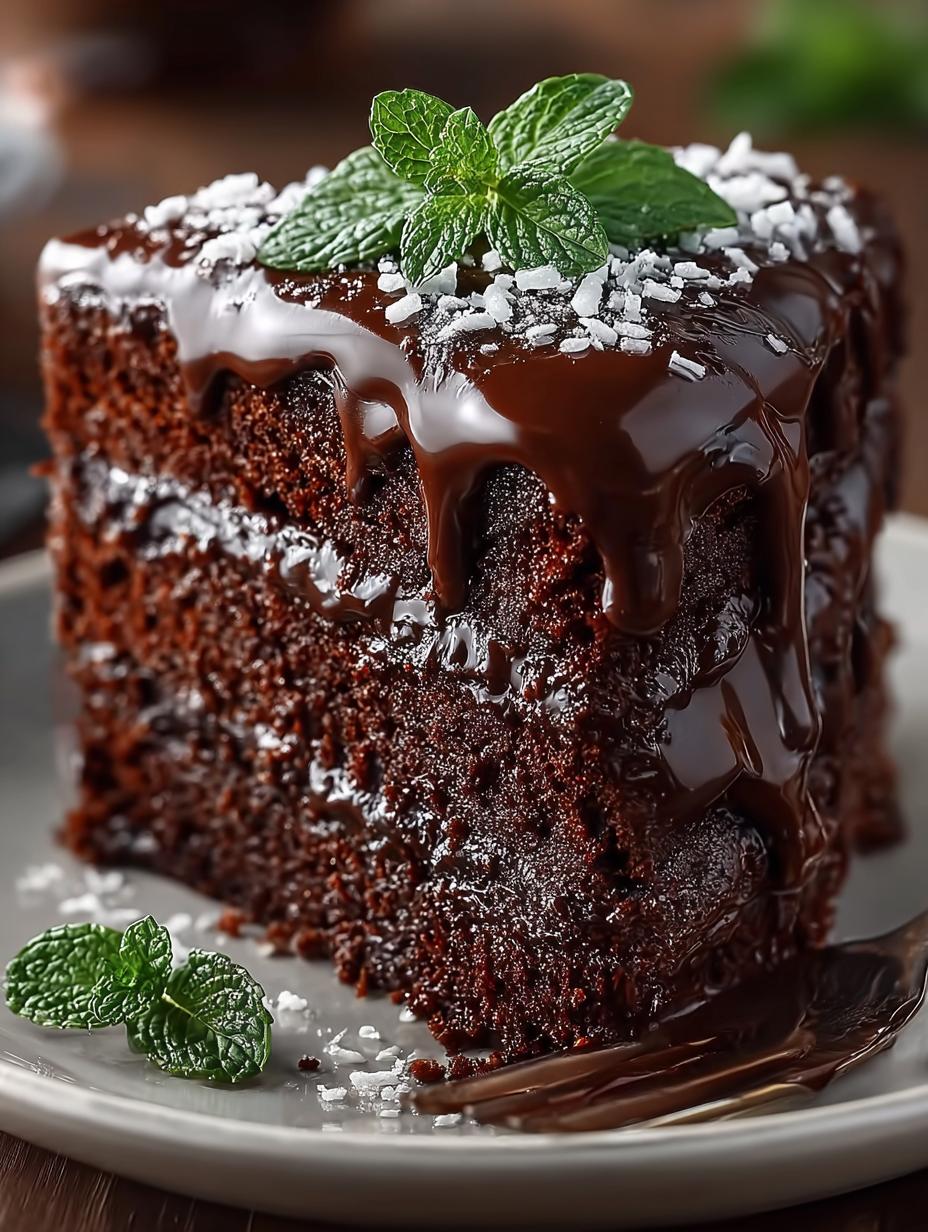 Plakjes Ultimativ Feuchter Schokoladenkuchen geserveerd met slagroom en bessen