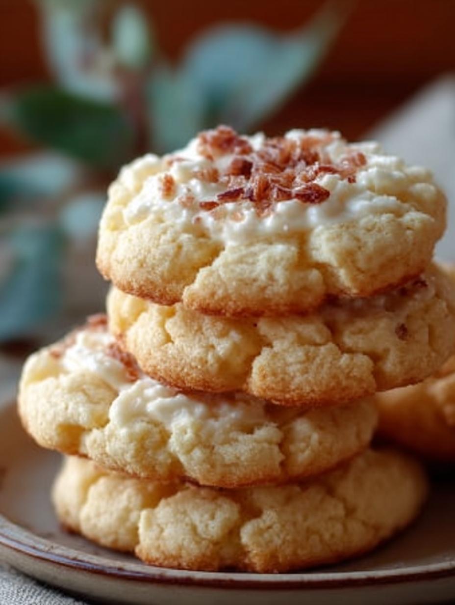 Stapel van Unwiderstehliche Keto Frischkase Kekse op een bord, klaar om geserveerd te worden met een kop koffie