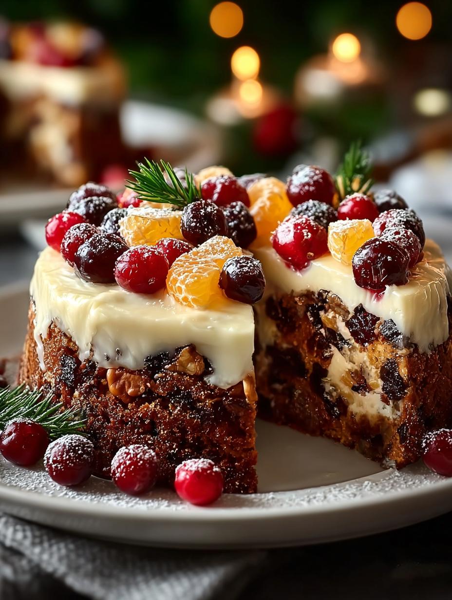 Verrukkelijke Weihnachtlicher Obst Und Nusskuchen: 1 Wonder - Weihnachtlicher Obst Und Nusskuchen - een plakje kerst fruit- en notenkoek met poedersuiker