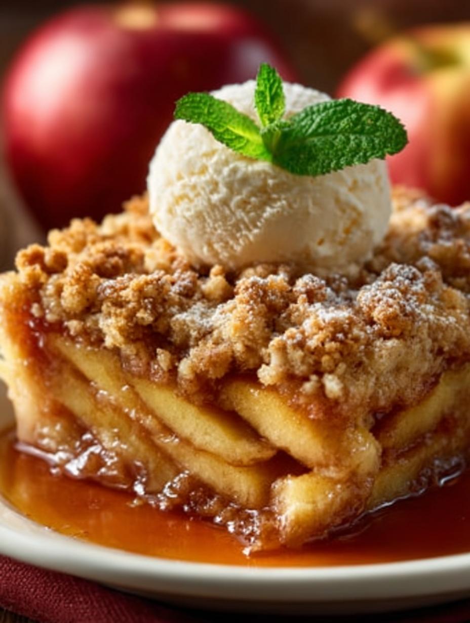 Heerlijke Apfel Zimt Crumble Warmend, vers uit de oven, met een goudbruine, knapperige topping en zachte appelvulling