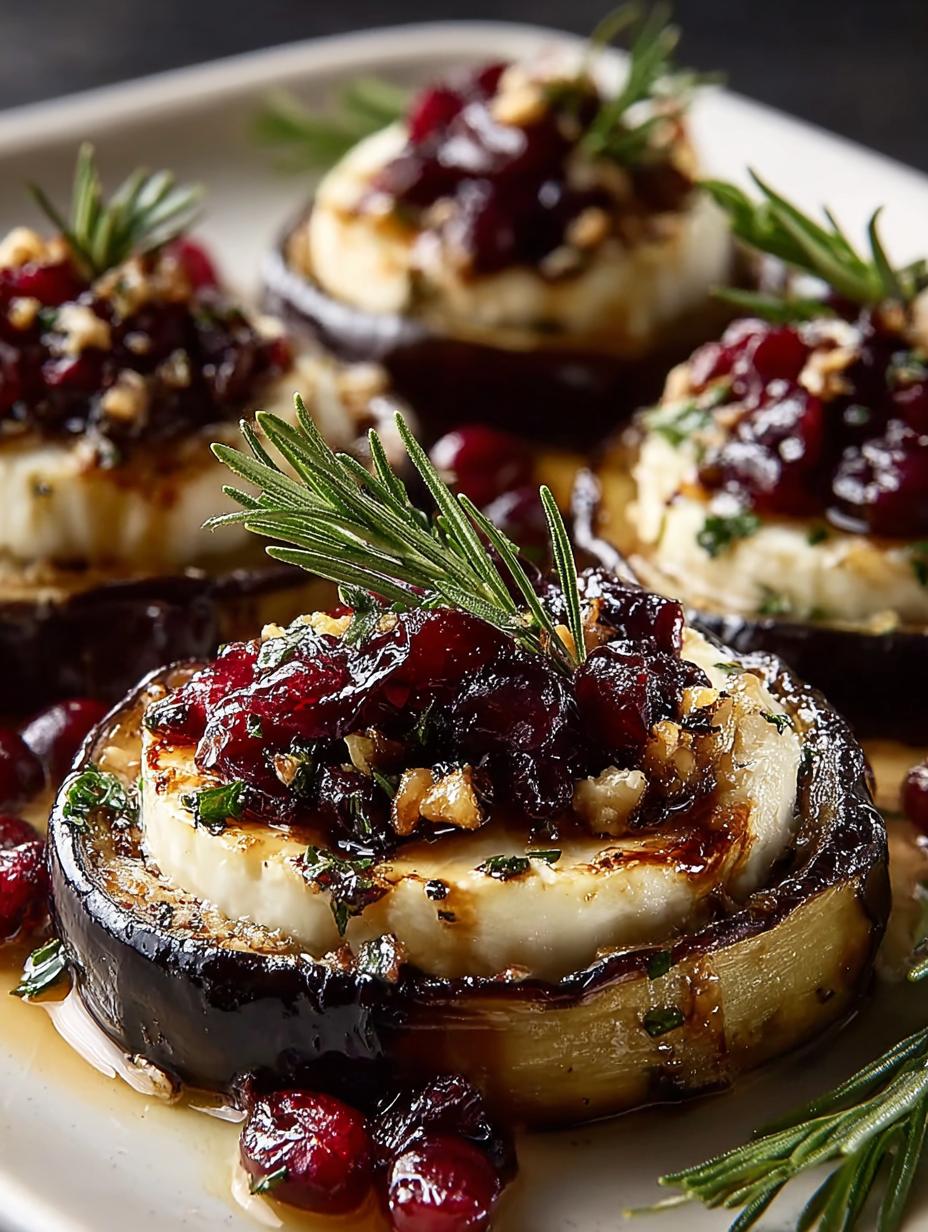 Auberginenrunden Mit Brie Cranberries