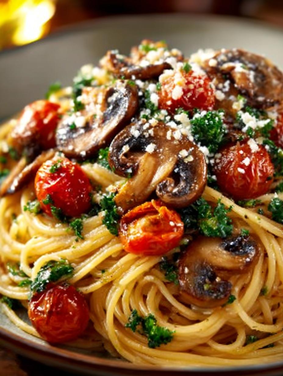 Onweerstaanbare Champignon Spaghetti Pfanne: Klaar in 1 Pan! - Champignon Spaghetti Pfanne - main visual representation