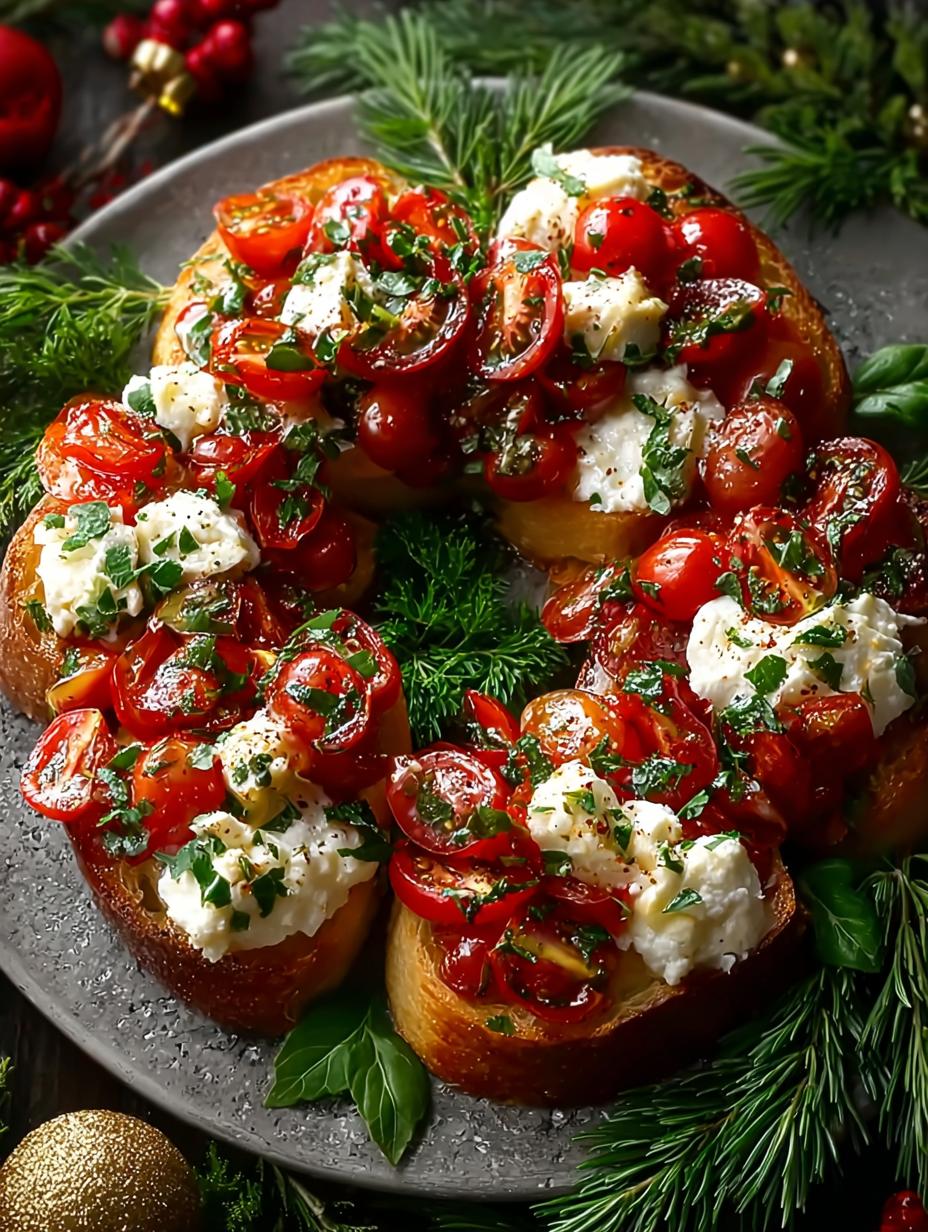 Wreed lekkere Christmas Bruschetta Wreath: 22 Min Feest! - Christmas Bruschetta Wreath - additional detail