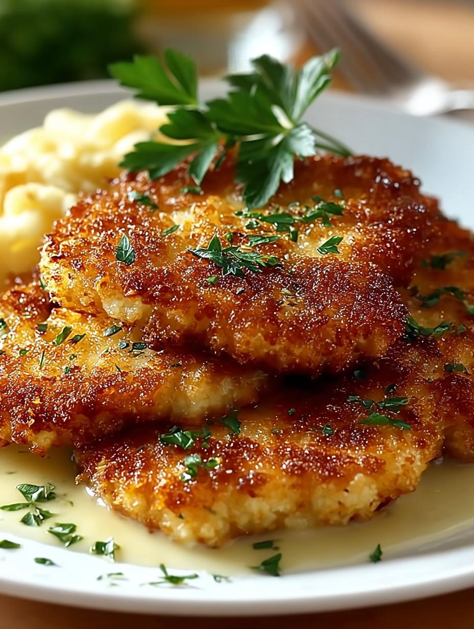 Heerlijke Fantastische Blumenkohl Schnitzel, goudbruin gebakken en klaar om te serveren