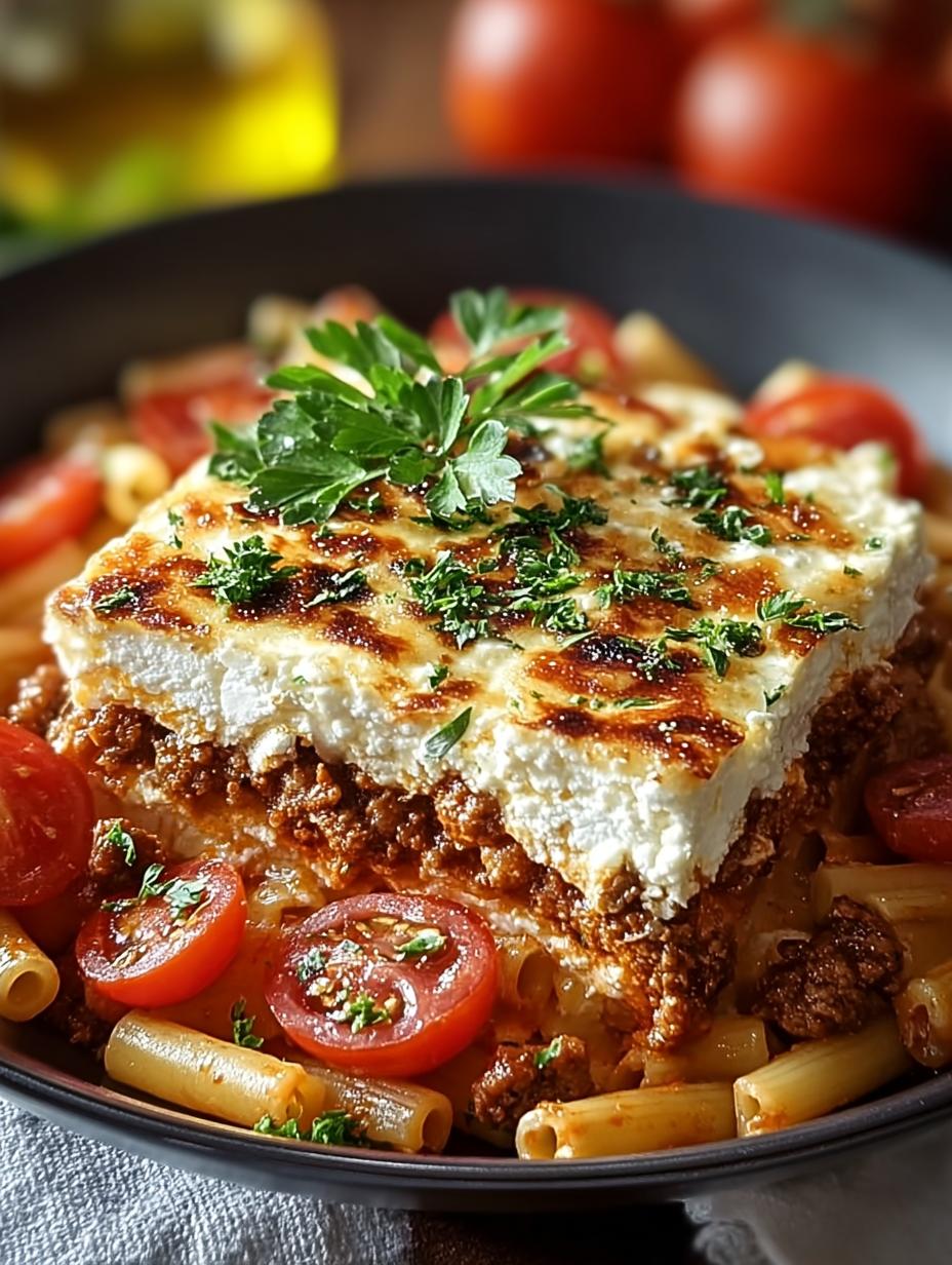 Griechischer Hack Nudel Auflauf