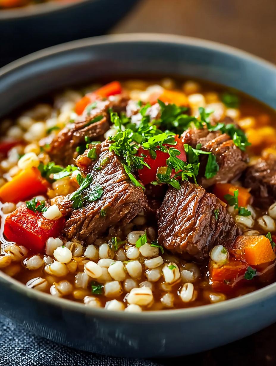 Hearty Crockpot Beef Barley