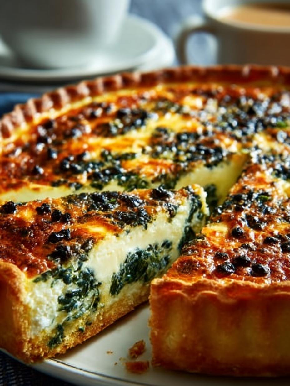 Huttenkase Spinat Quiche: Een Ongelooflijk Feest! 5 Heerlijke Huttenkase Spinat Quiche met romige vulling en verse spinazie, klaar om geserveerd te worden