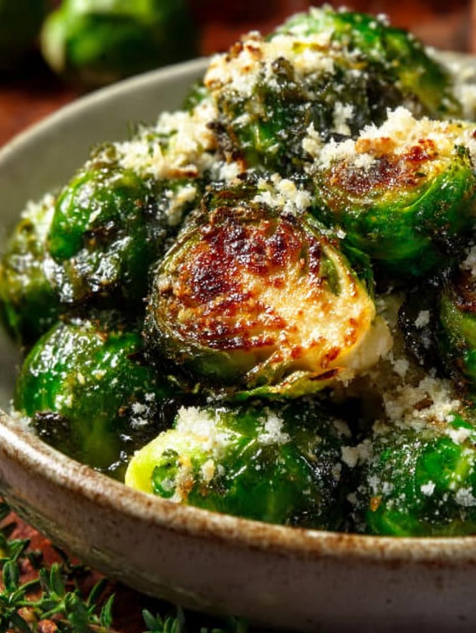 Knusprige Knoblauch Parmesan Rosenkohl