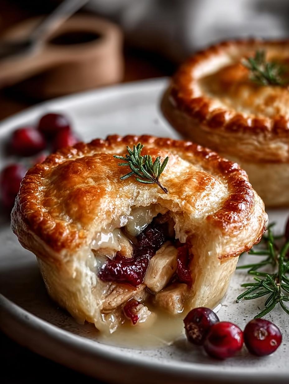 Mini Thanksgiving Turkey Cranberry: 4 Smakelijke Pot Pies 5 Heerlijke Mini Thanksgiving Turkey Cranberry Pot Pies vers uit de oven, goudbruin en knapperig