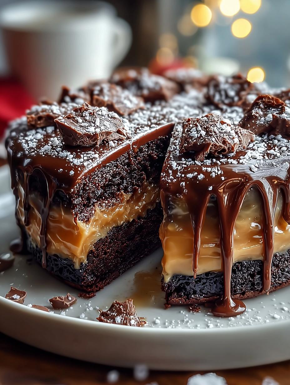 Salzige Karamell Brownie Torte