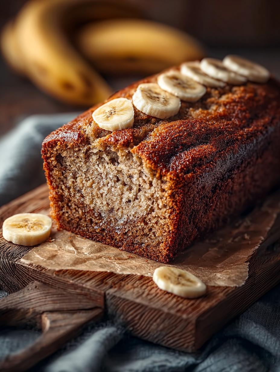 Heerlijk versgebakken Gezond Bananenbrood met een perfecte korst en zachte binnenkant, klaar om te snijden