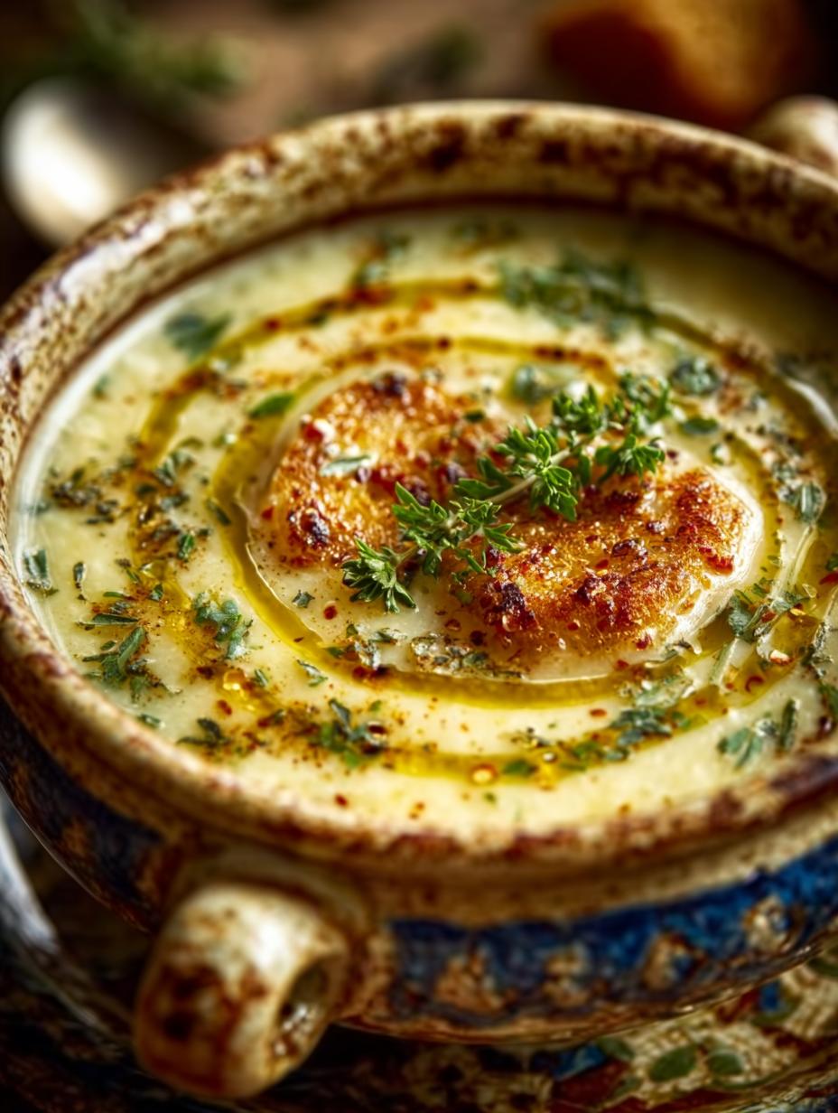 Heerlijke Italiaanse Kartoffelsuppe met verse kruiden en een romige textuur, klaar om te serveren