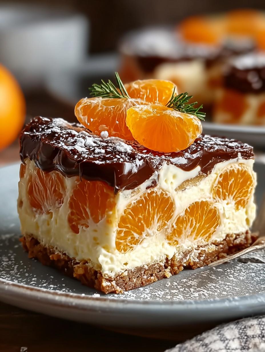 Heerlijke Kiesgrubenkuchen Met Mandarijnen Saftig, perfect gesneden en gedecoreerd met verse mandarijnen en slagroom