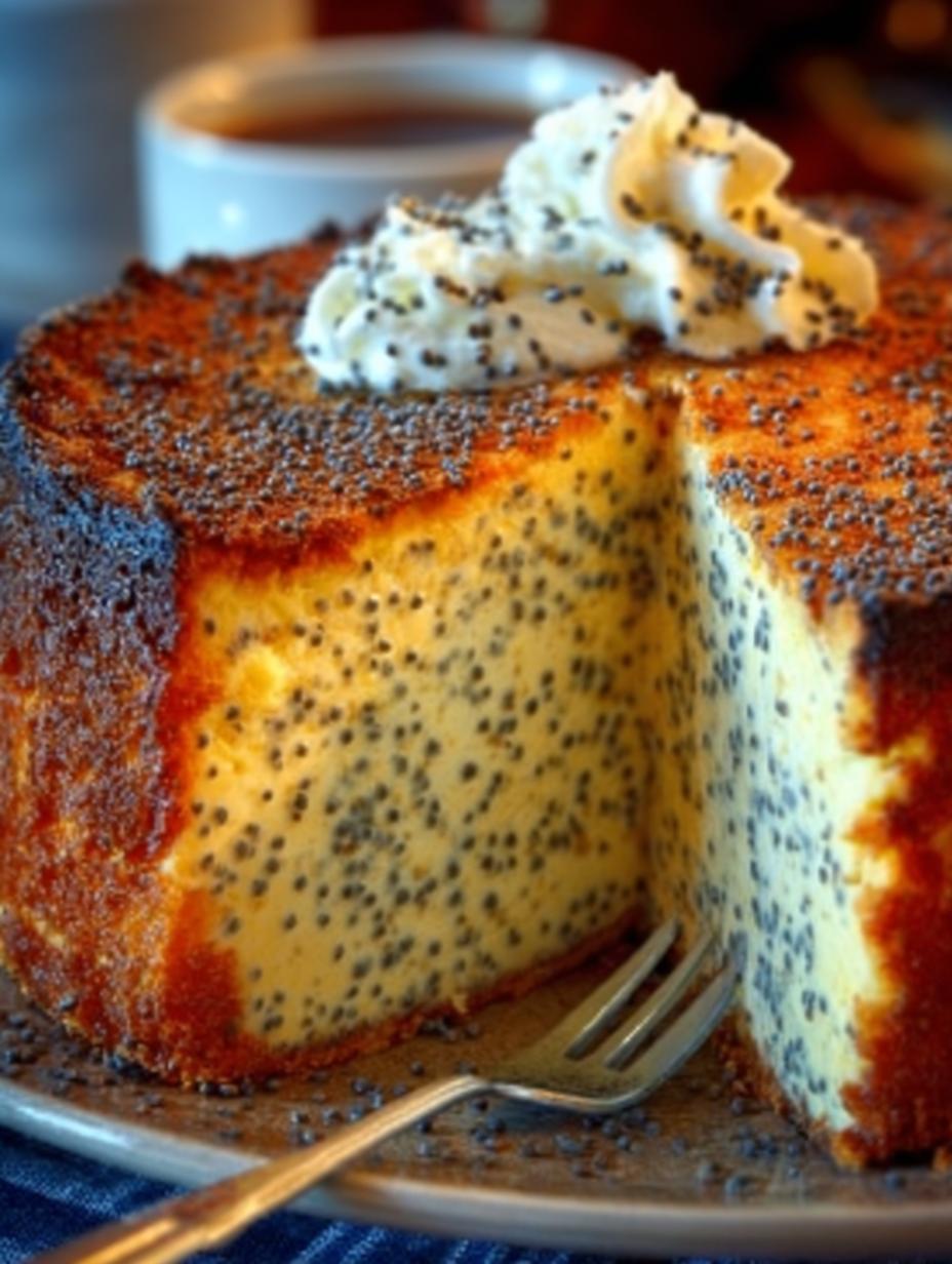 Low Carb Quark Mohn: 30 Min. Zalig Genieten! 5 Heerlijke Low Carb Quark Mohn cake, vers gebakken en gesneden, klaar om te serveren.