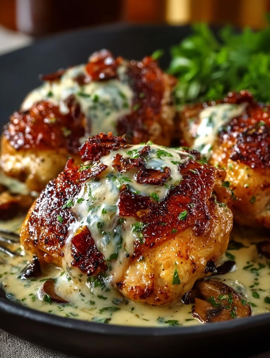 Mississippi Mud Chicken: 1 Goddelijk recept! 6 Close-up van romige Mississippi Mud Chicken met gesmolten kaas en knapperige uien