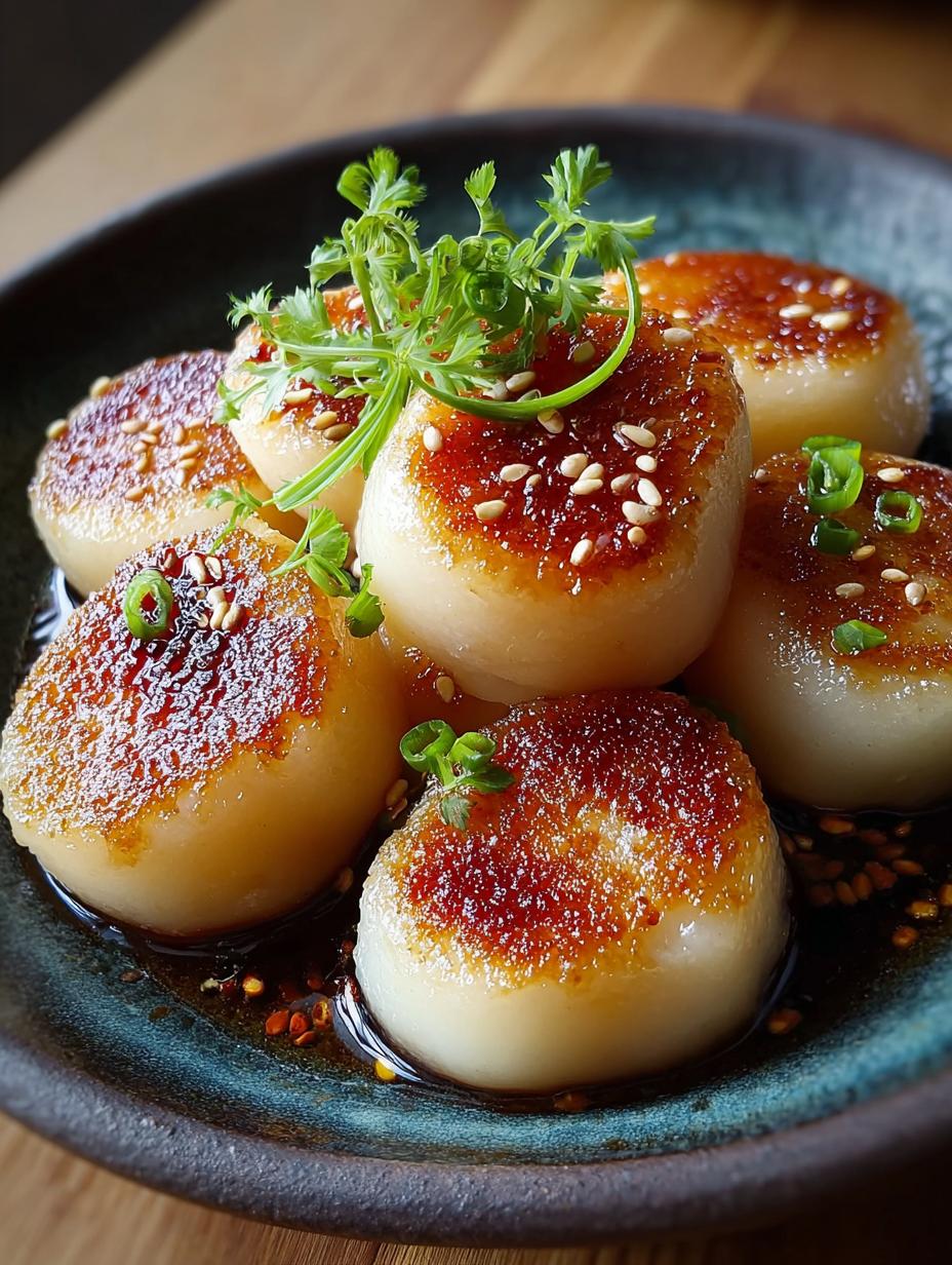 Heerlijke Pan Fried Japanese Potato met knapperige buitenkant en zachte binnenkant, perfect als snack of bijgerecht