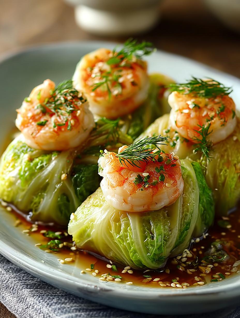 Shrimp Ginger Stuffed Cabbage