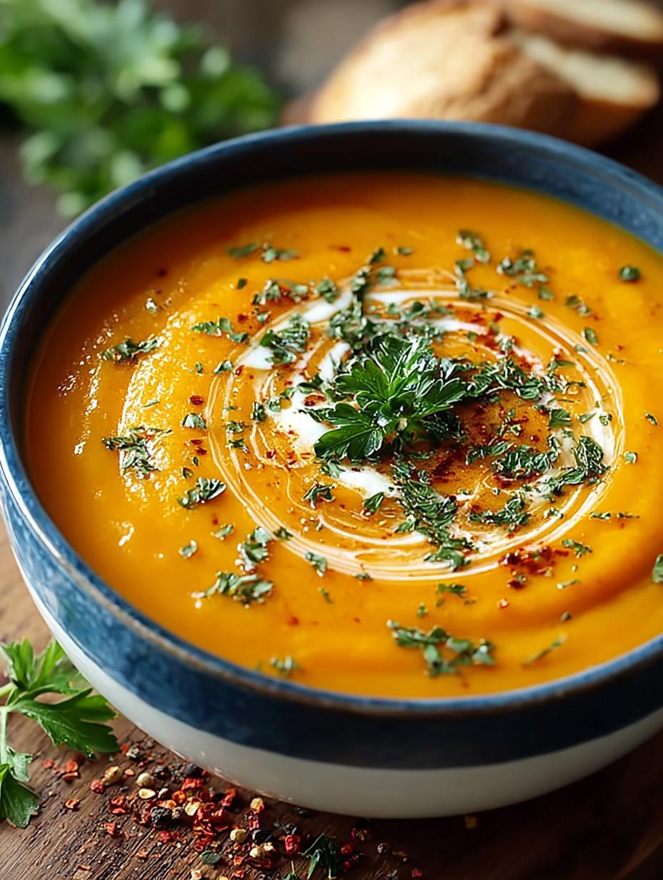Verrukkelijke Butternut Kurbis Und Suskartoffelsuppe in een kom, perfect voor een koude dag