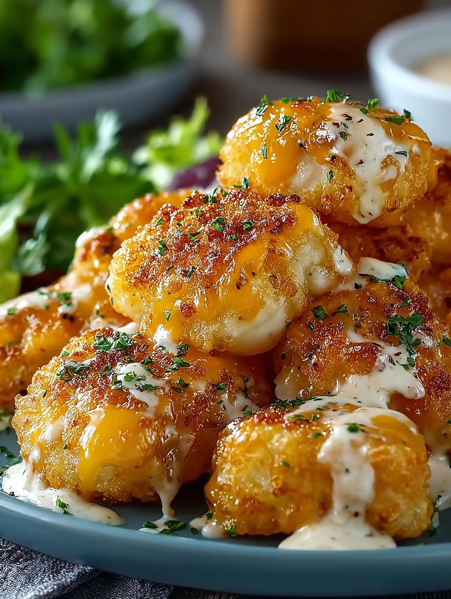 Cheddar Ranch Haahnchen Tater: 1 Unieke Kip Sensatie - Close-up van de romige Cheddar Ranch Haahnchen Tater met verse peterselie