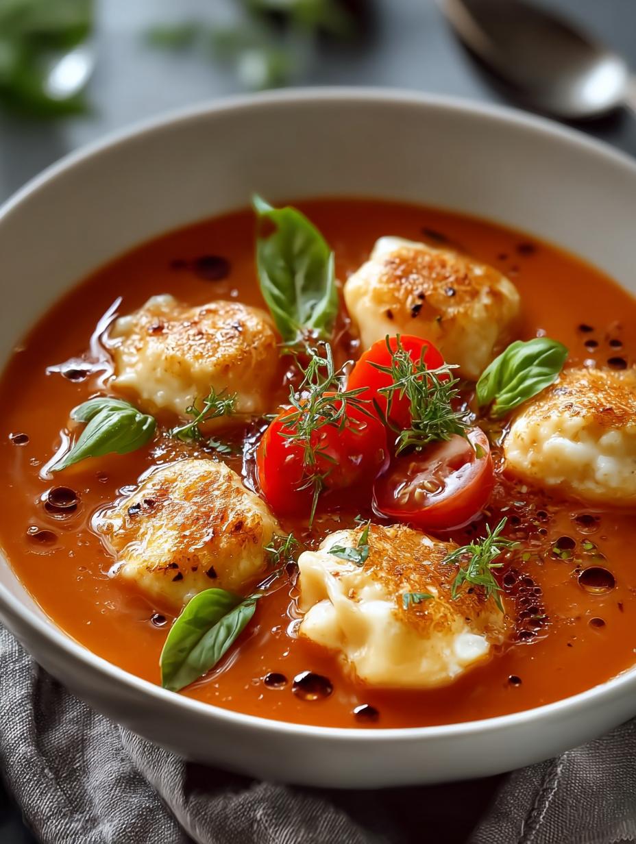 Cheese Dumpling Tomato Soup