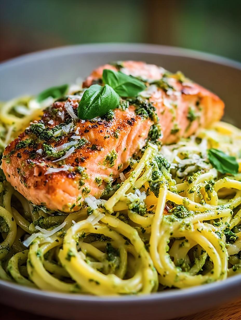 Cremige Lachs Pesto Pasta