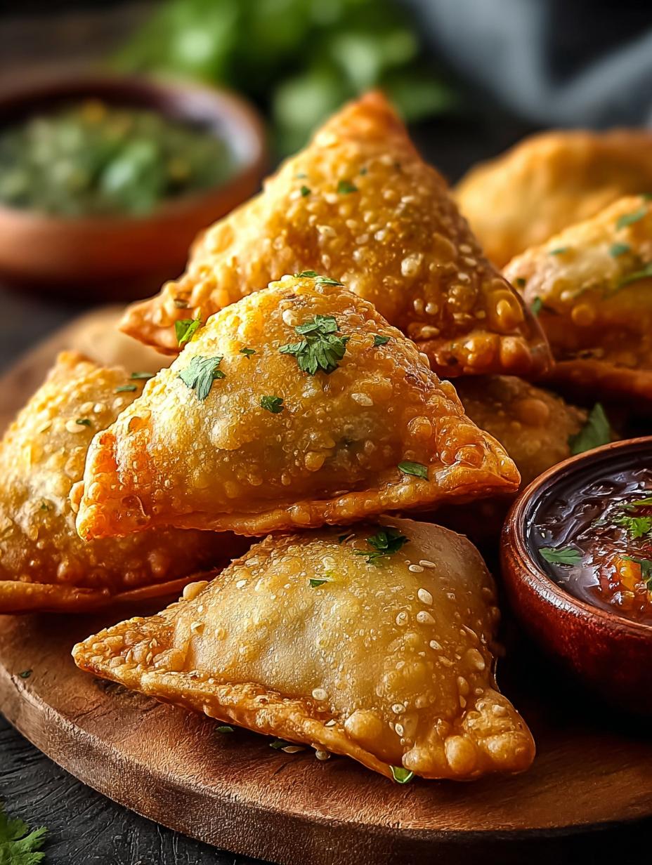 Close-up van perfect gevouwen Crispy Indian Samosas, klaar om gefrituurd te worden