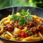 Curryrahm Nudeln Mit Hackfleisch