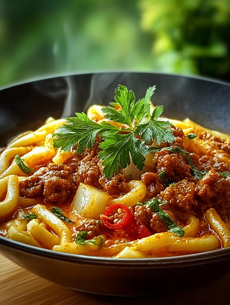 Curryrahm Nudeln Mit Hackfleisch