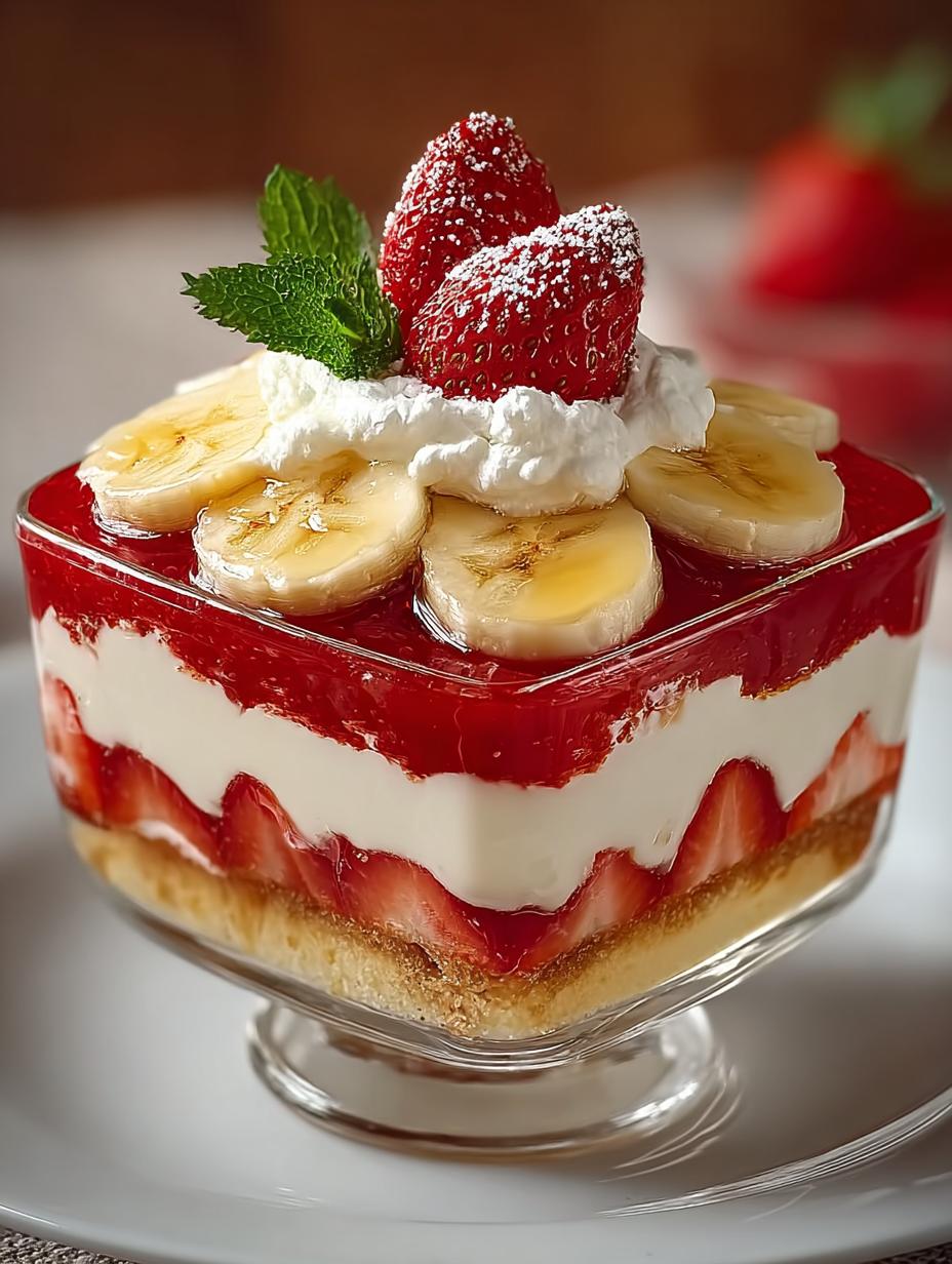 Verrukkelijke Erdbeer Bananen Pudding Traum met verse aardbeien en romige pudding in een glas