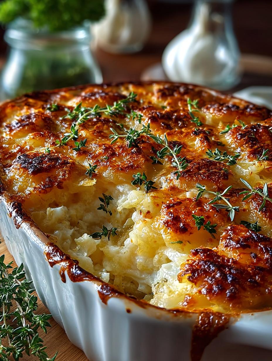 Heerlijke Hähnchen Kartoffelrösti Auflauf met goudbruine kaas en knapperige aardappelen, klaar om te serveren