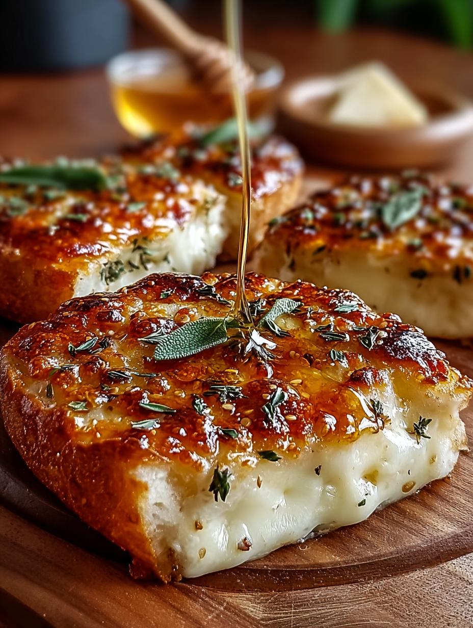 Hete Honing Knoblauchbrot Pizza: De 1 Goddelijke hap! - Hot Honey Knoblauchbrot Pizza - vers gebakken en besprenkeld met honing