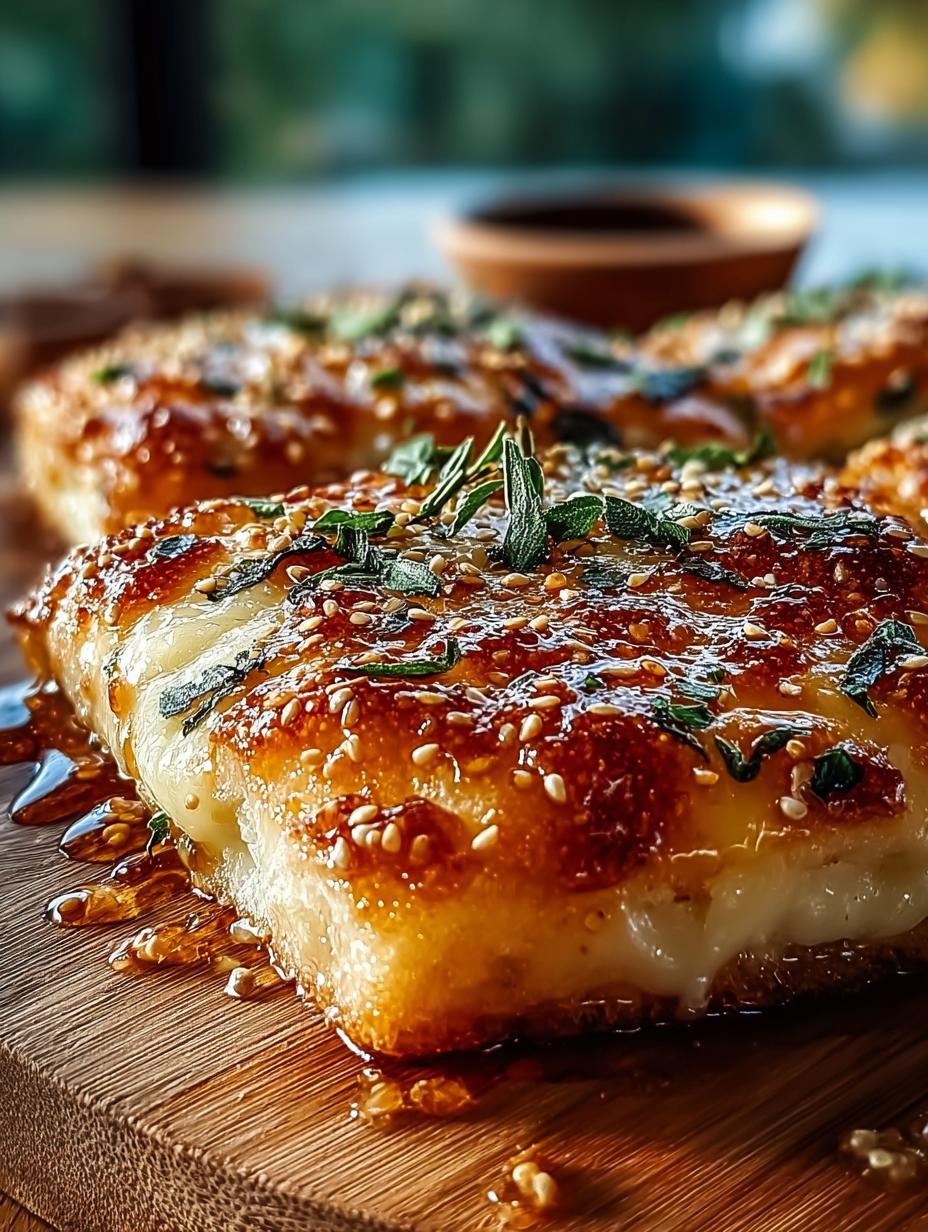 Hete Honing Knoblauchbrot Pizza: De 1 Goddelijke hap! - Hot Honey Knoblauchbrot Pizza - close-up van de gesmolten kaas en honing