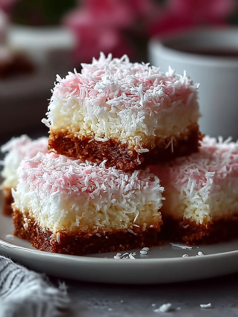 Gesneden Kokosnuss Schneeball Kuchenriegel met chocoladeglazuur en kokosrasp, klaar om te serveren
