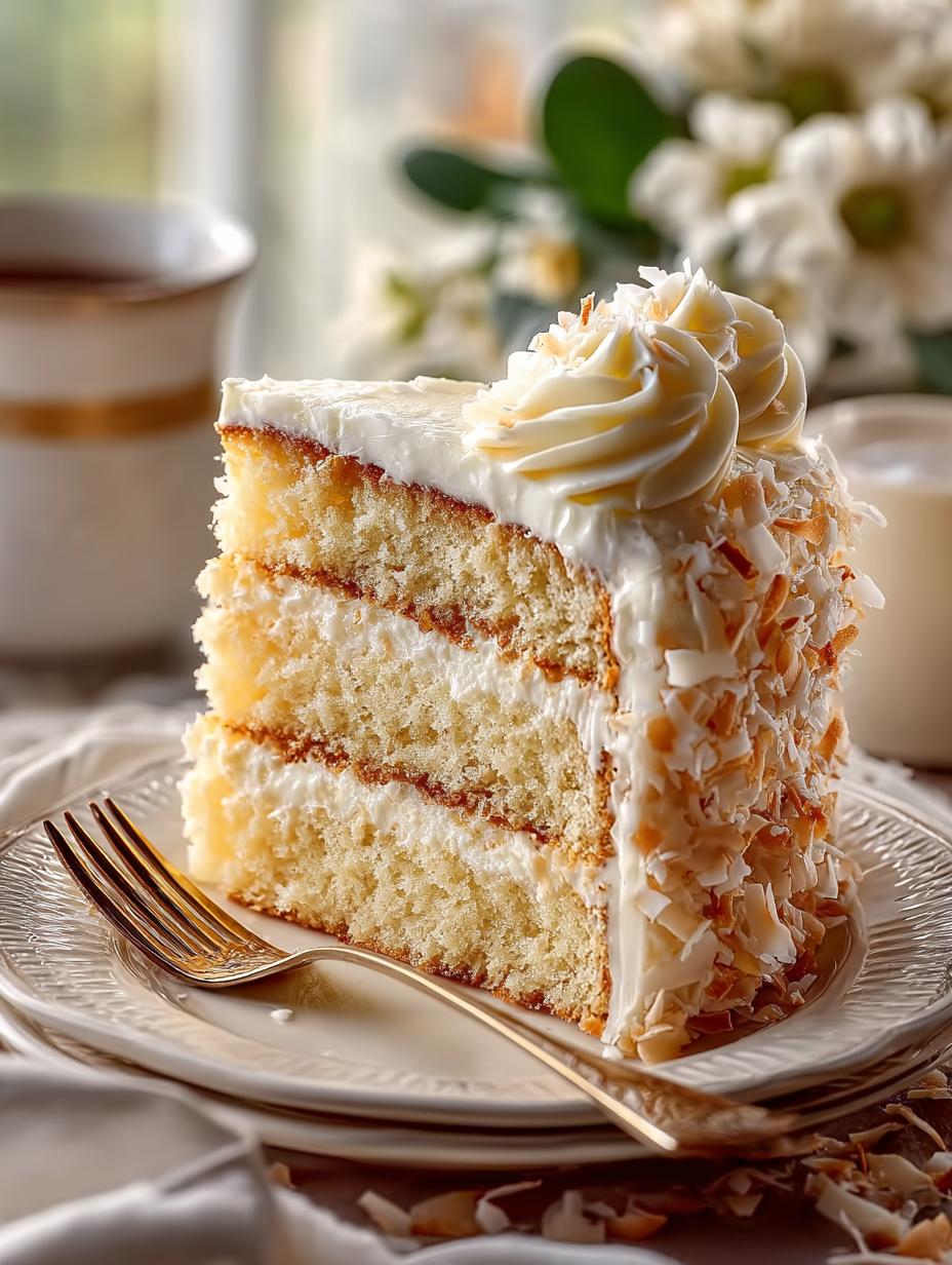 Heerlijke Kokosnusskuchen met een gouden korst, klaar om geserveerd te worden