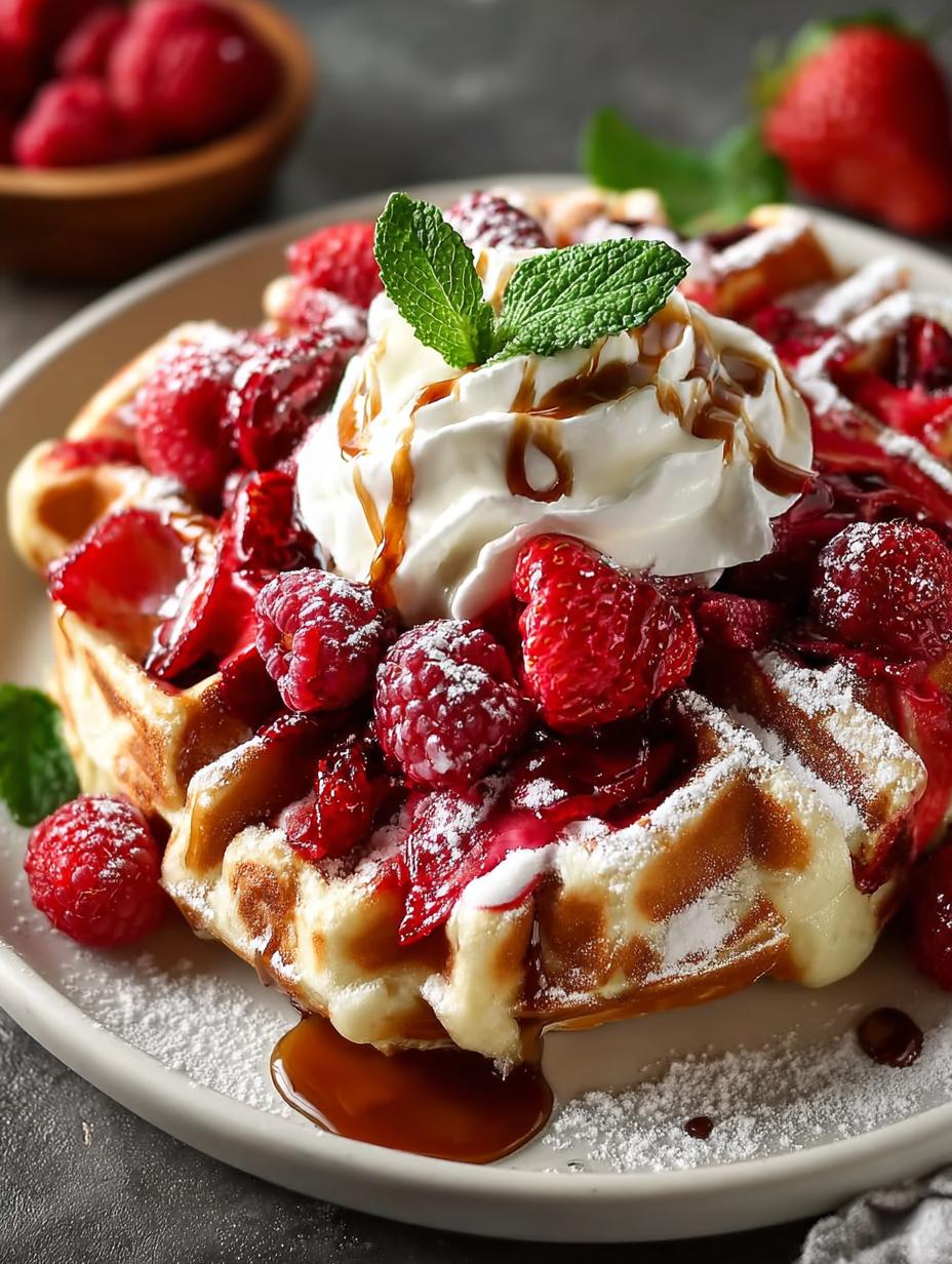 Red Velvet Marble Wafels: 1 magisch ontbijt-geheim! 6 Close-up van een perfect gebakken Red Velvet Marble Wafel met een prachtig marmerpatroon en knapperige randen