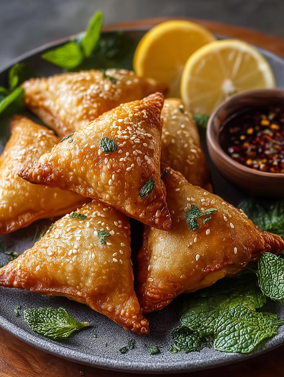 Heerlijke goudbruine Sambusa, perfect gefrituurd en klaar om te serveren, met een krokante buitenkant en hartige vulling