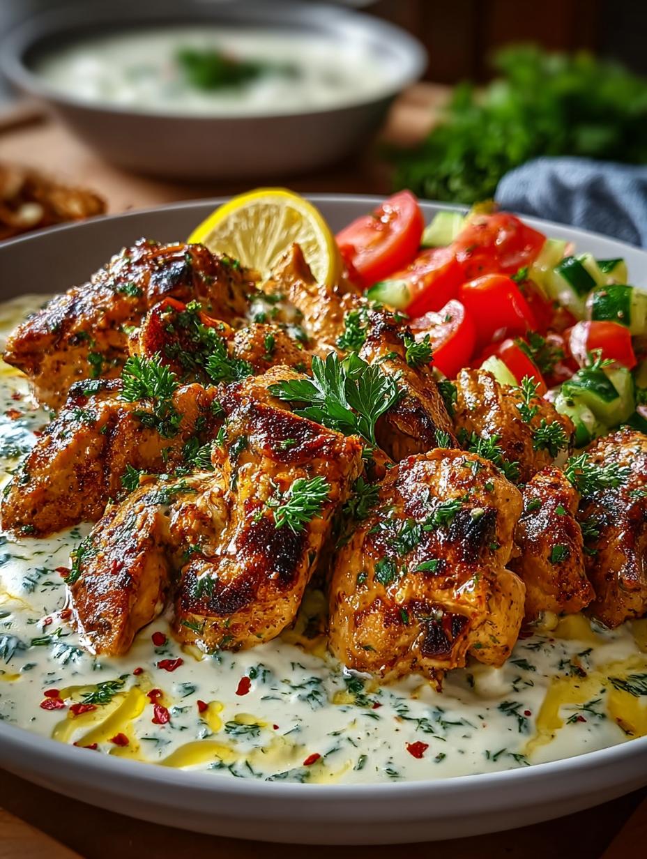 Heerlijke Turkse Kip met Romige Saus geserveerd met verse peterselie